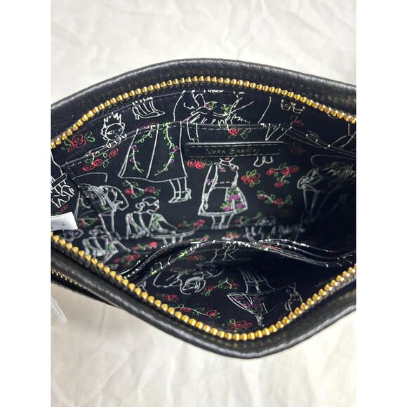 Vera Bradley Black Leather Floral Wristlet – Elegant Embroidered Detail - Picture 3 of 3